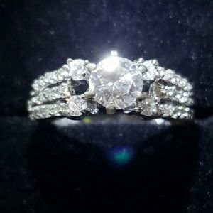 6mm Round CZ Sterling Silver Split Shank Ring